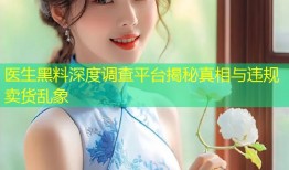 医生黑料深度调查平台揭秘真相与违规卖货乱象